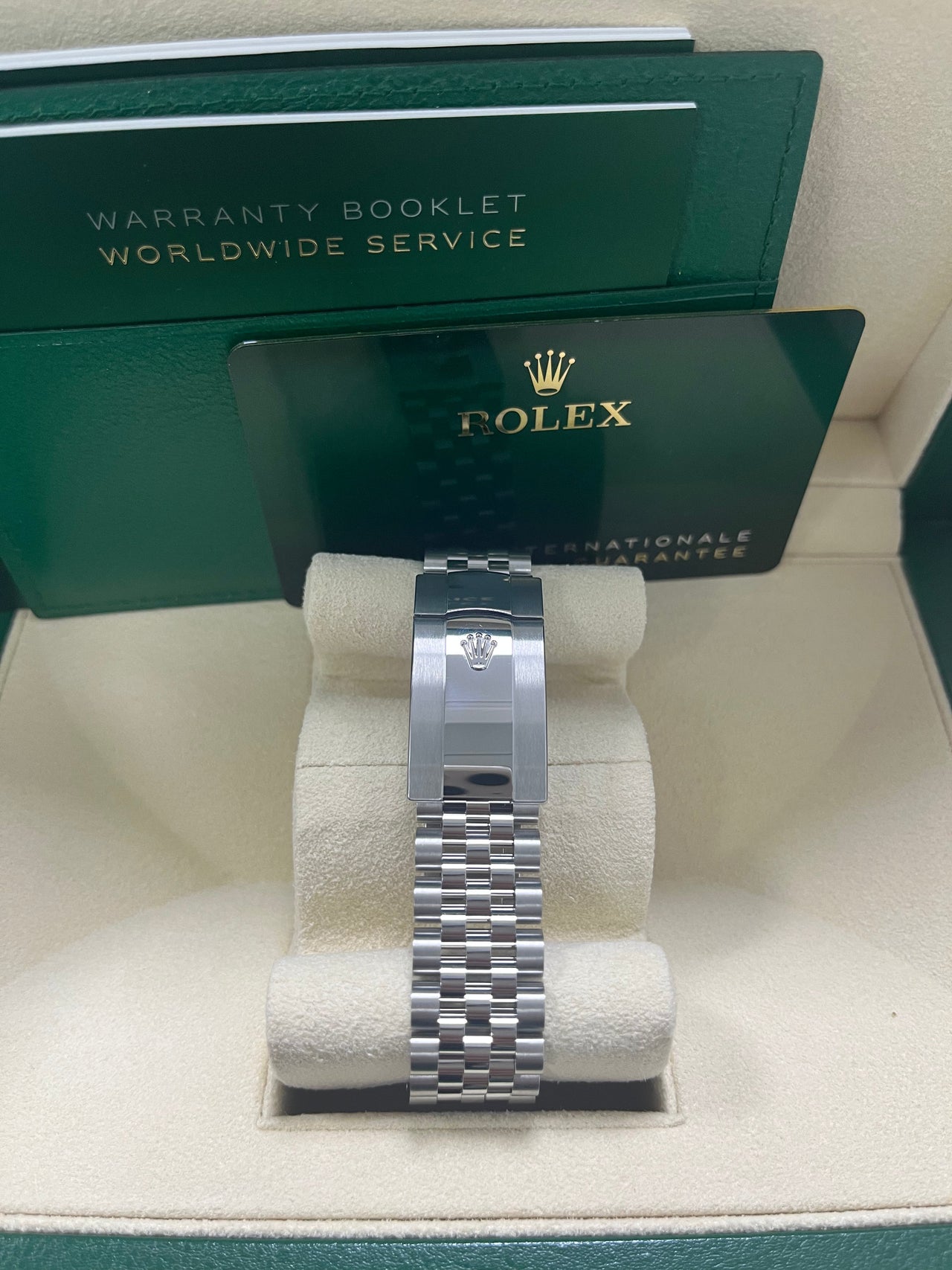 Rolex Datejust 41mm Steel and White Gold Slate Diamond Dial Fluted Bezel Jubilee Bracelet (Ref 126334) - Jubilee bracelet folding clasp with the Rolex crown