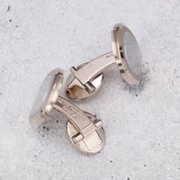 Thumbnail for Patek Philippe Nautilus Cufflinks 18K White Gold Blue Dial - hinged backs with Patek Philippe Geneve engraving and Au750 hallmark