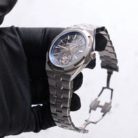 Thumbnail for Vacheron Constantin Overseas Tourbillon Skeleton 42.5mm Titanium Skeleton Dial 6000V/210T-B935 - angled view toward the crown with the folding clasp open