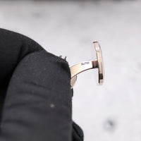 Thumbnail for Patek Philippe Nautilus Cufflinks 18K White Gold Blue Dial - side view of the post with the Au750 hallmark