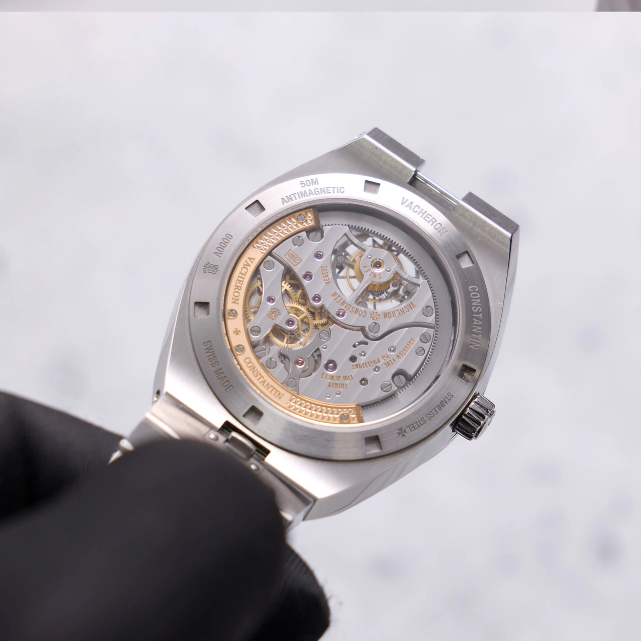 Vacheron Constantin Overseas Tourbillon 42.5mm Stainless Steel Blue Dial (Ref 6000V/110A-B544) - exhibition caseback