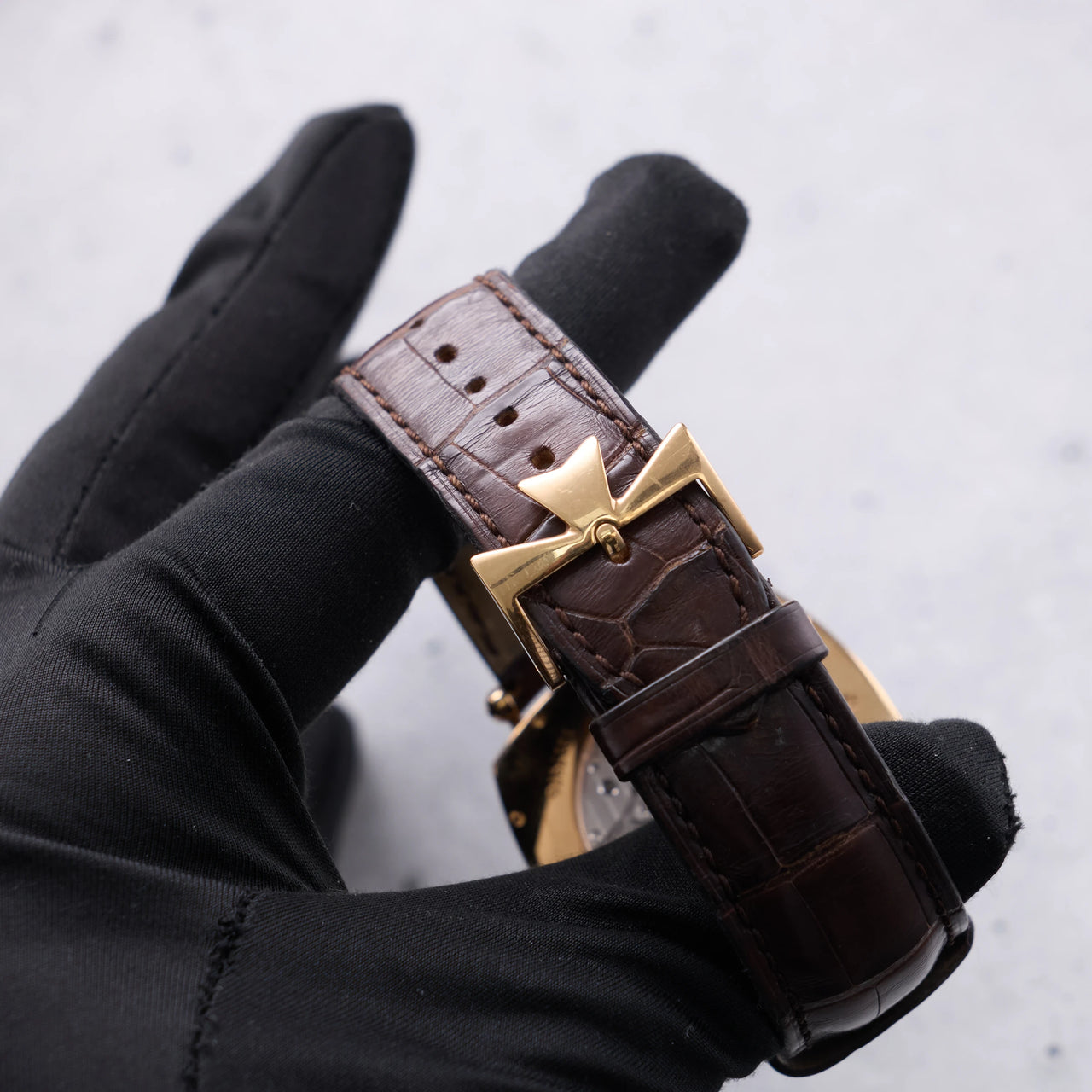 Vacheron Constantin Historiques American 1921 40mm 18K Pink Gold Silver Dial 82035/000R-9359 - pink gold Maltese cross pin buckle on the brown strap