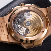 Thumbnail for Patek Philippe Nautilus Travel Time Chronograph 18K Rose Gold Blue Dial Ref 5990/1R-001 - display caseback