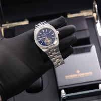 Thumbnail for Vacheron Constantin Overseas Tourbillon 42.5mm Stainless Steel Blue Dial (Ref 6000V/110A-B544) - held in hand over the presentation box