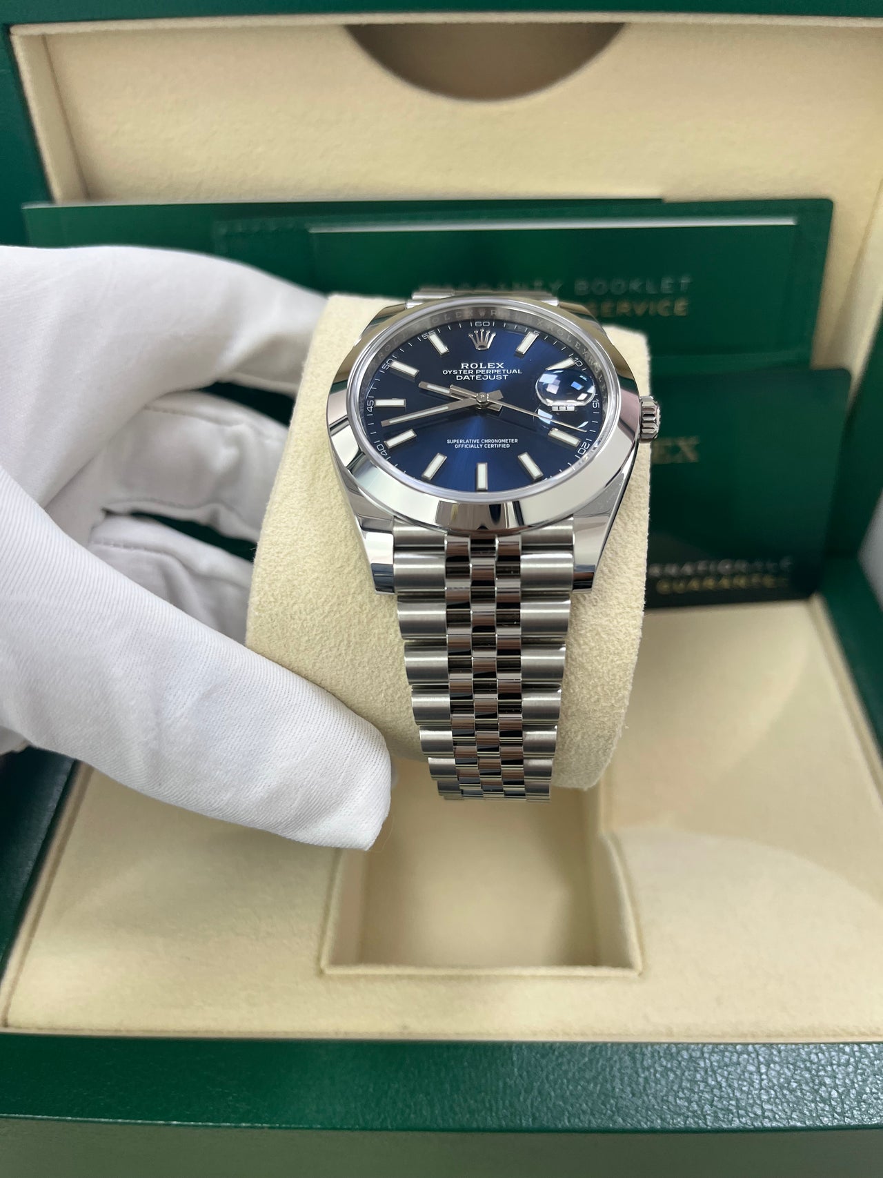 Rolex Datejust 41/ Stainless Steel/ Blue Index Dial/ Smooth Bezel/ Jubilee Bracelet (Ref# 126300)