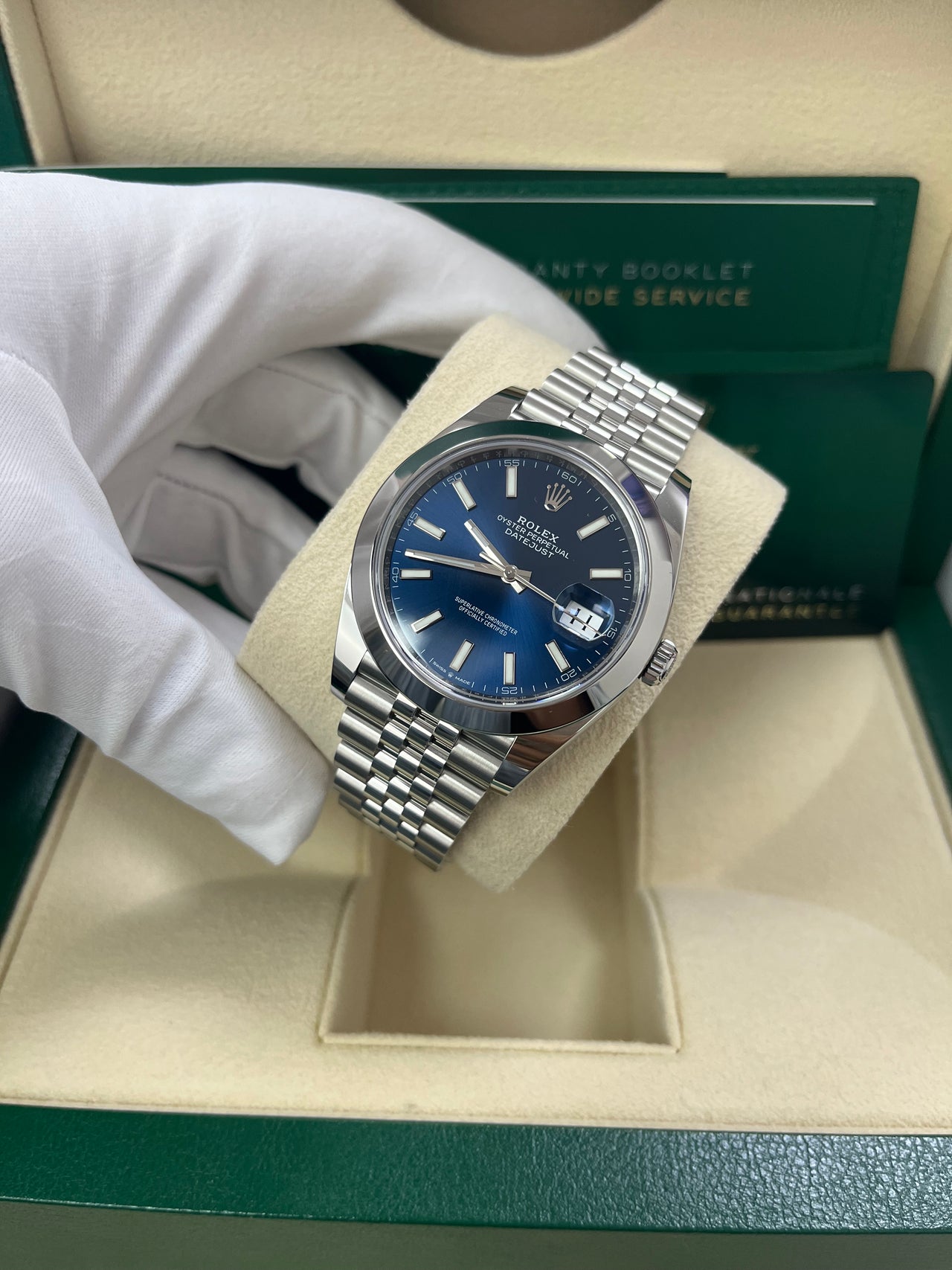 Rolex Datejust 41/ Stainless Steel/ Blue Index Dial/ Smooth Bezel/ Jubilee Bracelet (Ref# 126300)