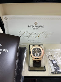 Thumbnail for Patek Philippe Nautilus Rose Gold/ Brown Dial/ Leather Strap (Ref#5980R-001)