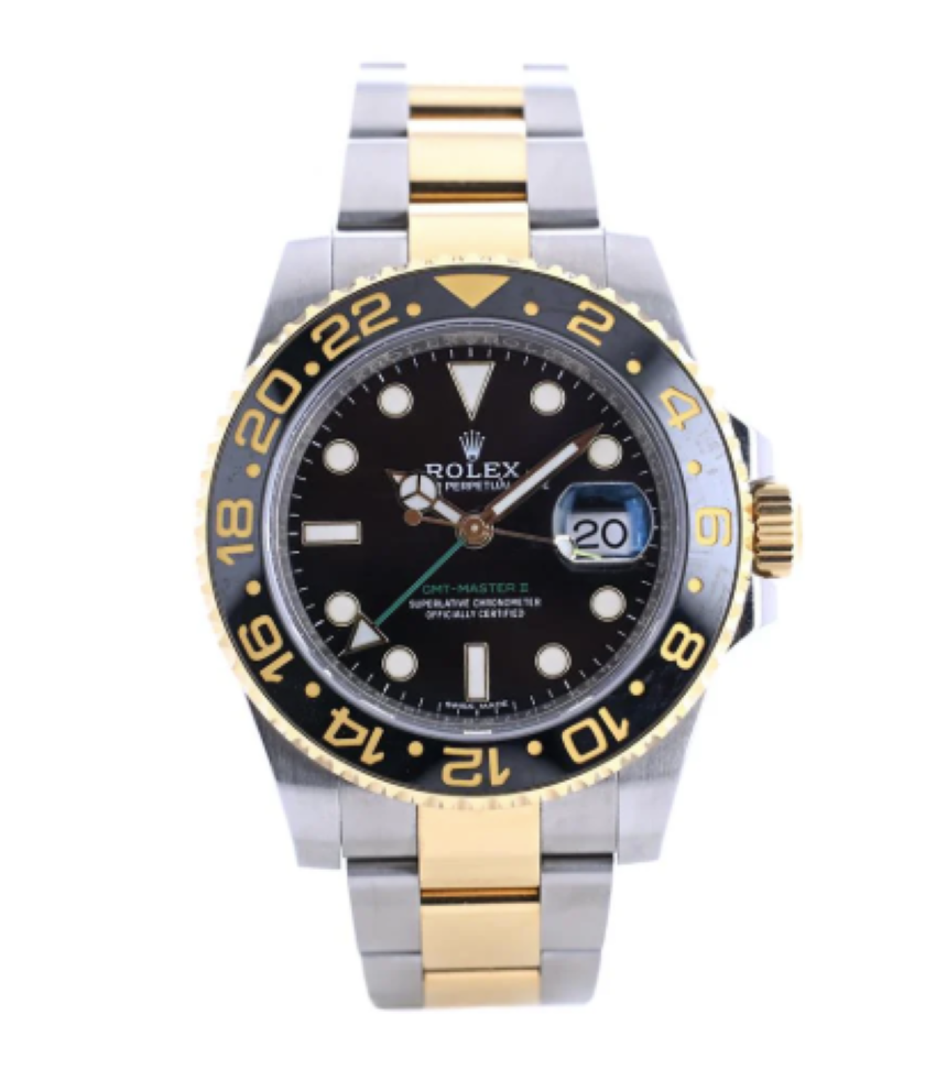 Rolex GMT-Master II Two Tone Yellow Black Dial 116713LN