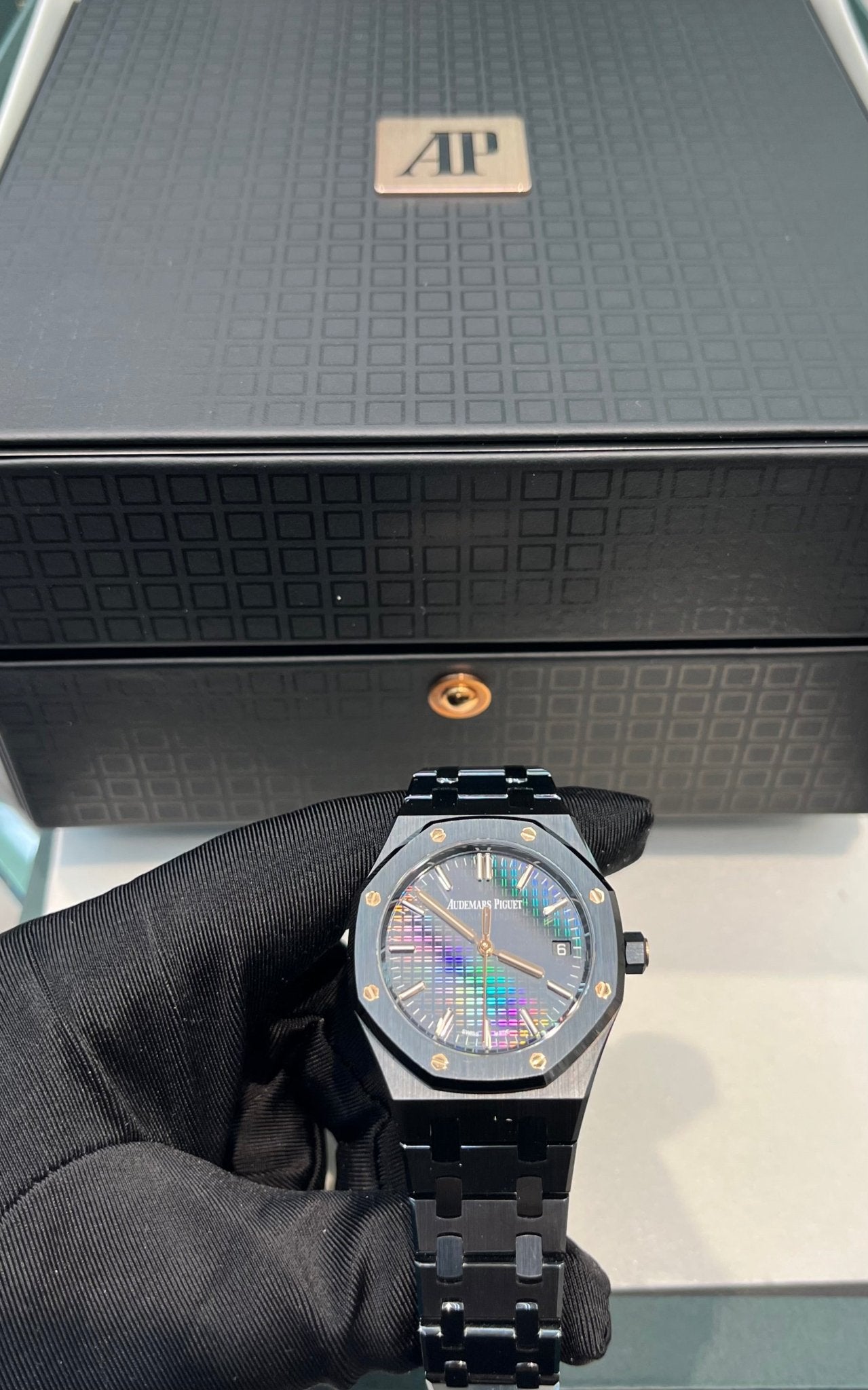 Audemars Piguet Royal Oak Black Ceramic Rainbow Dial Limited Edition 77350CE.OO.1266CE.02.A - WatchesOff5thWatch