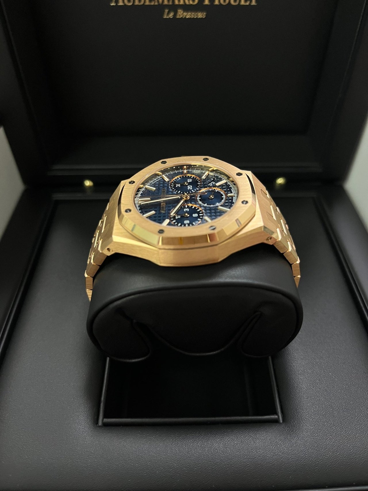 Audemars Piguet Royal Oak Chronograph Selfwinding Chronograph Blue Dial Rose gold 38mm Reference # 26715OR.OO.1356OR.01 - WatchesOff5thWatch