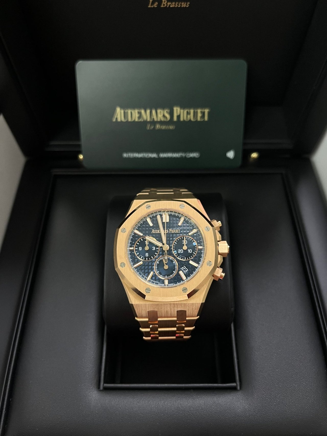 Audemars Piguet Royal Oak Chronograph Selfwinding Chronograph Blue Dial Rose gold 38mm Reference # 26715OR.OO.1356OR.01 - WatchesOff5thWatch