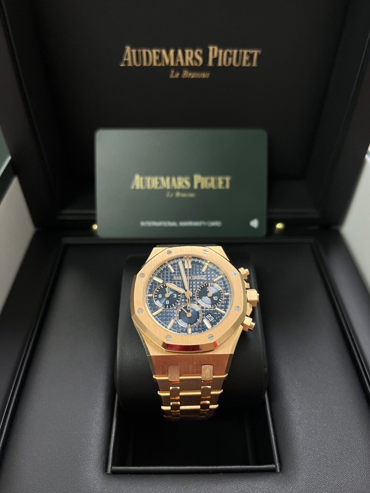 Audemars Piguet Royal Oak Chronograph Selfwinding Chronograph Blue Dial Rose gold 38mm Reference # 26715OR.OO.1356OR.01 - WatchesOff5thWatch