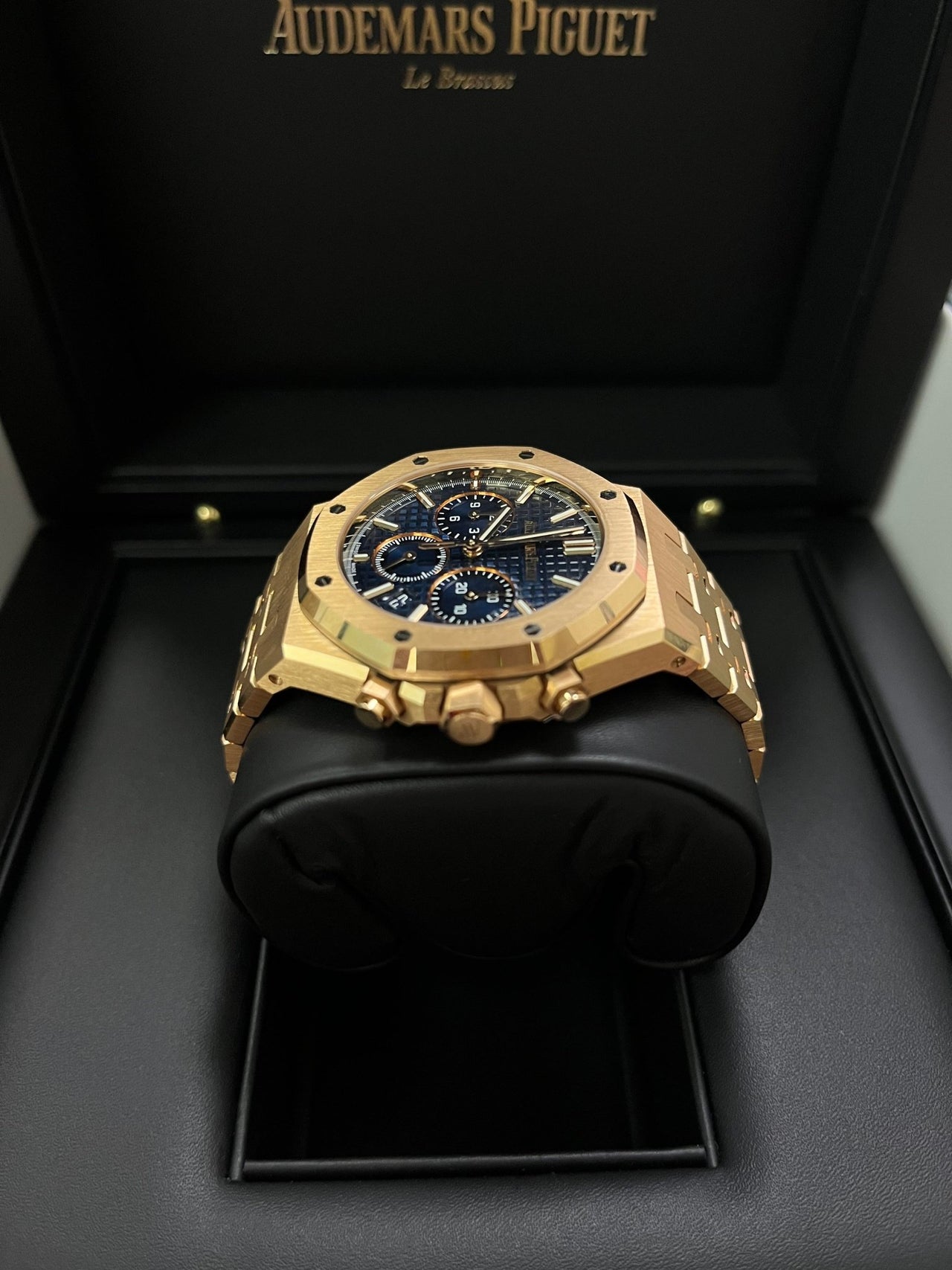 Audemars Piguet Royal Oak Chronograph Selfwinding Chronograph Blue Dial Rose gold 38mm Reference # 26715OR.OO.1356OR.01 - WatchesOff5thWatch