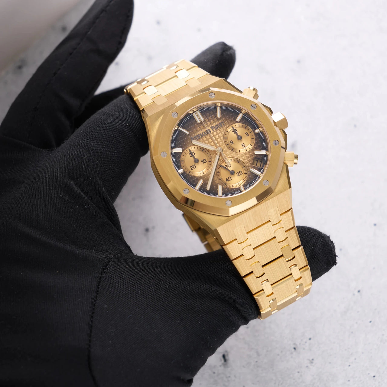 Audemars Piguet Royal Oak Chronograph Yellow Gold Smoked Champagne dial 26240BA.OO.1320BA.02 - WatchesOff5thWatch