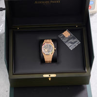 Thumbnail for Audemars Piguet Royal Oak Double Balance Wheel Openworked 41mm Frosted 18K Pink Gold Slate Grey Dial Rainbow Bezel (Ref 15412OR.YG.1224OR.01-B) - WatchesOff5thWatch