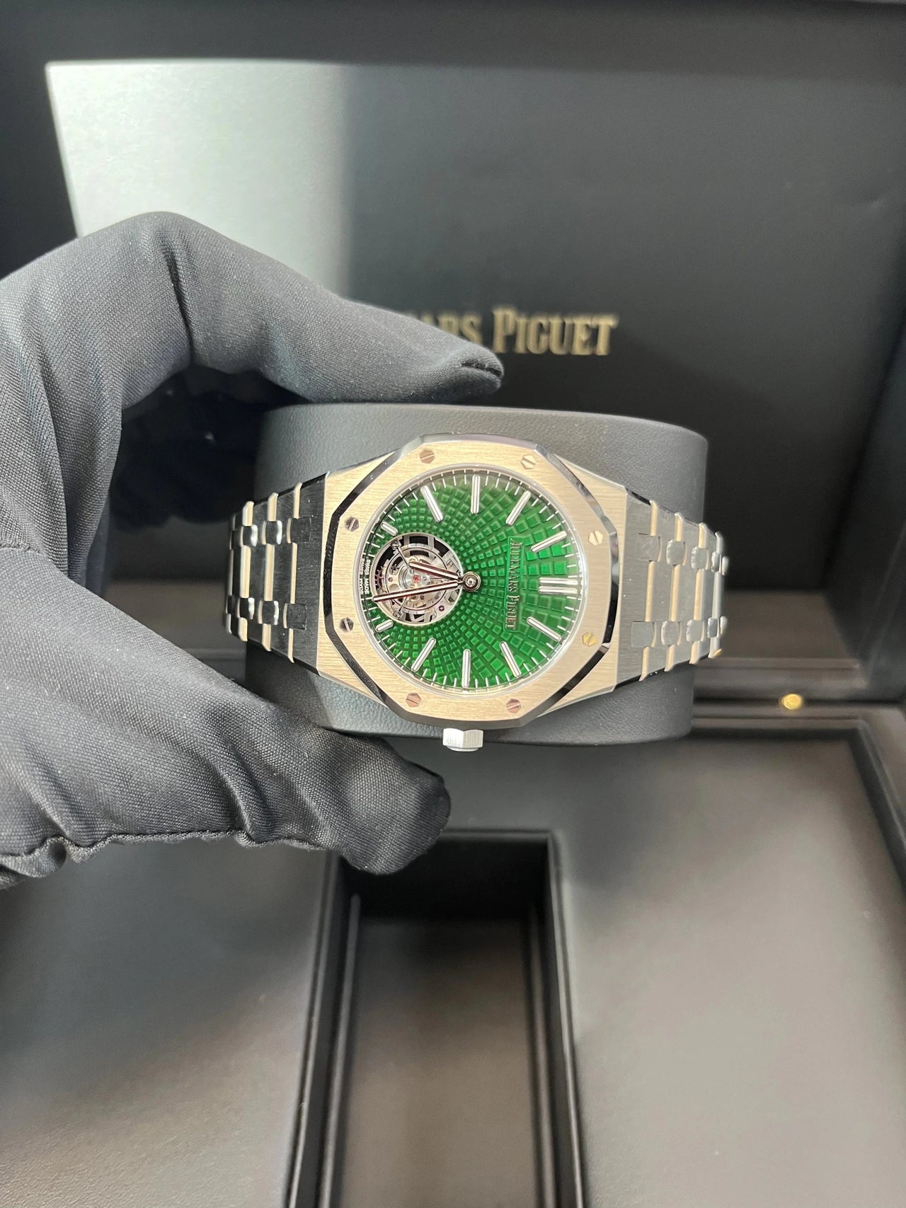 Audemars Piguet Royal Oak Flying Tourbillon Titanium Green Dial (Ref 26534TI.OO.1220TI.01) - WatchesOff5thWatch