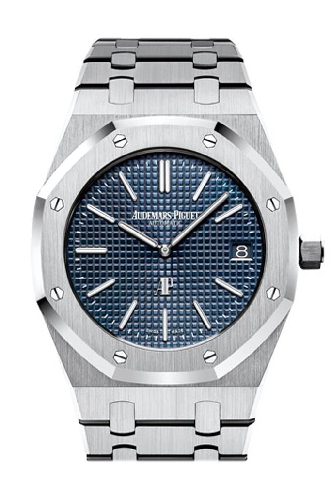 Audemars Piguet Royal Oak Jumbo 39mm Stainless Steel Jumbo Ultra - Thin Blue Dial 15202ST.OO.1240ST.01 - WatchesOff5thWatch