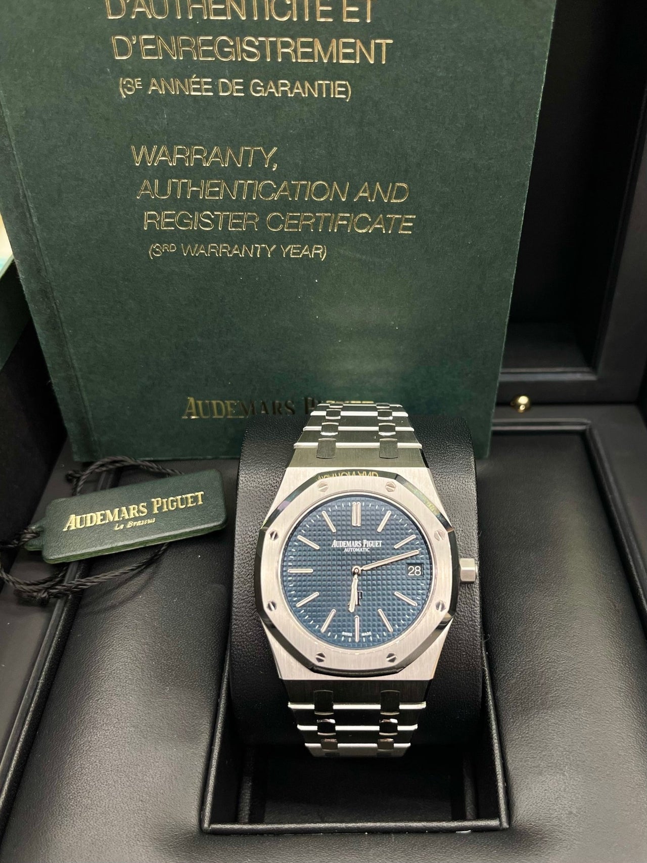 Audemars Piguet Royal Oak Jumbo 39mm Stainless Steel Jumbo Ultra - Thin Blue Dial 15202ST.OO.1240ST.01 - WatchesOff5thWatch