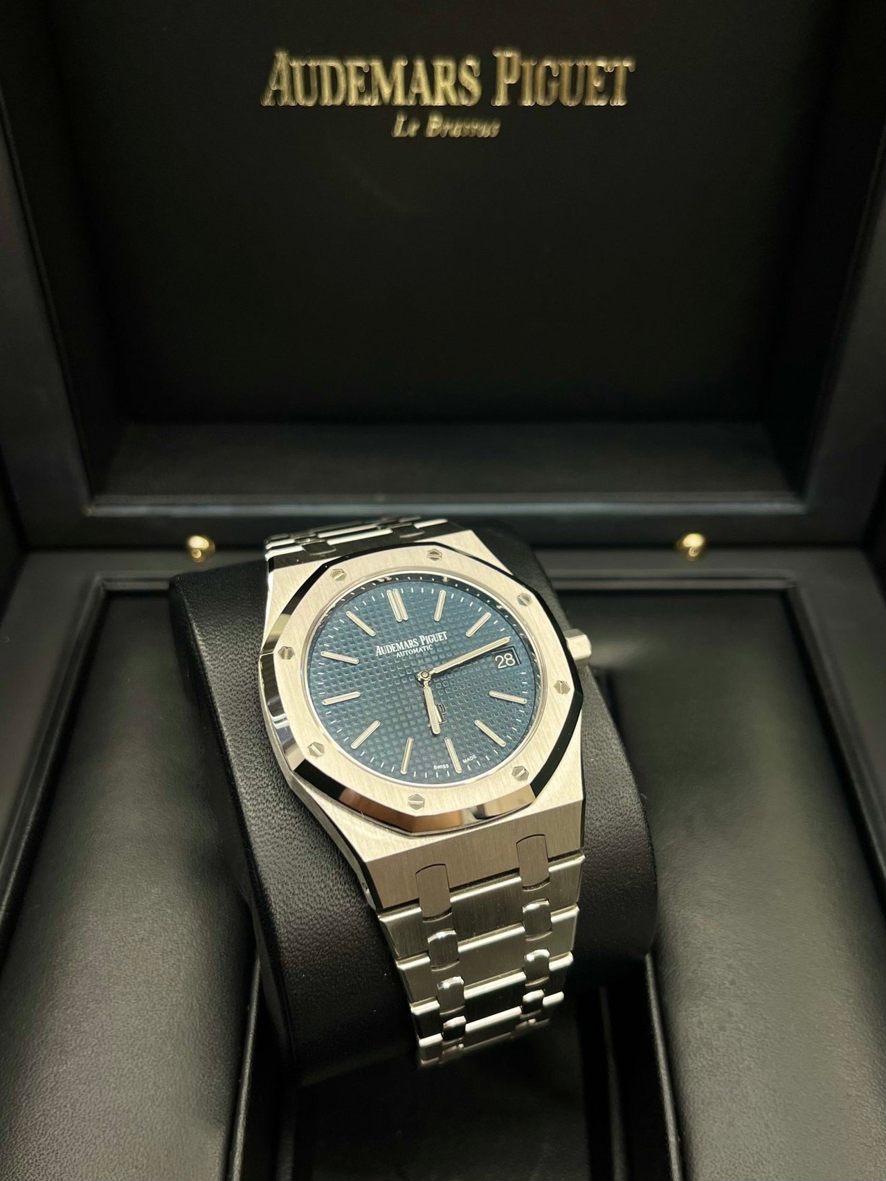 Audemars Piguet Royal Oak Jumbo 39mm Stainless Steel Jumbo Ultra - Thin Blue Dial 15202ST.OO.1240ST.01 - WatchesOff5thWatch