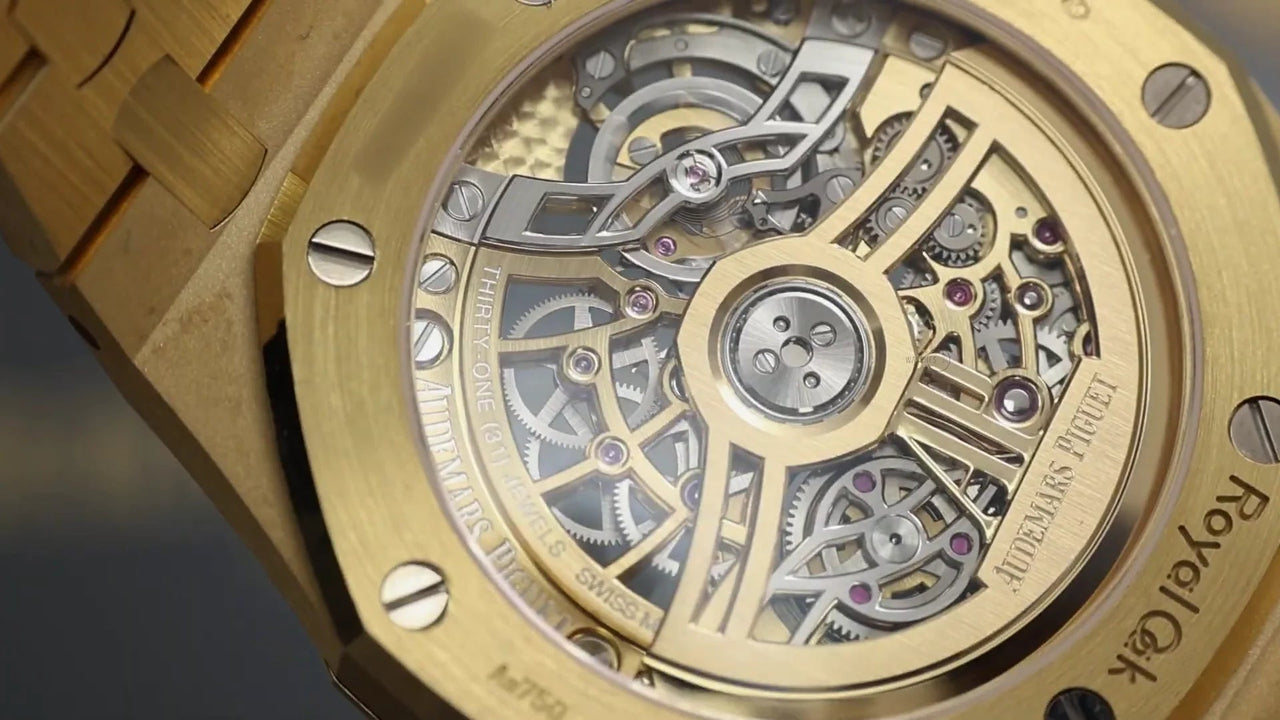 Audemars Piguet Royal Oak Jumbo Openworked Yellow Gold 16204BA - WatchesOff5thWatch