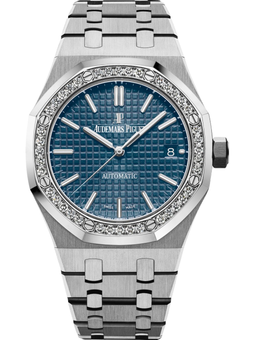 Audemars Piguet Royal Oak Lady Diamond Bezel Blue Dial 37mm 15451ST.ZZ.1256ST.03 - WatchesOff5th