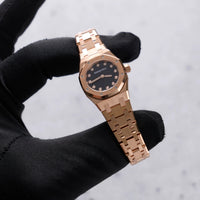 Thumbnail for Audemars Piguet Royal Oak Mini Quartz 23mm 18K Pink Gold Black Onyx Diamond Dial Fixed Bezel (Ref 67630OR.OO.1312OR.01-B) - WatchesOff5thWatch
