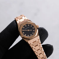 Thumbnail for Audemars Piguet Royal Oak Mini Quartz 23mm 18K Pink Gold Black Onyx Diamond Dial Fixed Bezel (Ref 67630OR.OO.1312OR.01-B) - WatchesOff5thWatch