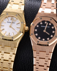 Thumbnail for Audemars Piguet Royal Oak Mini Quartz 23mm 18K Pink Gold Black Onyx Diamond Dial Fixed Bezel (Ref 67630OR.OO.1312OR.01-B) - WatchesOff5thWatch