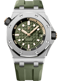 Thumbnail for Audemars Piguet Royal Oak Offshore Diver 42mm Stainless Steel Khaki Green Dial Fixed Bezel (Ref 15720ST.OO.A052CA.01) - WatchesOff5thWatch
