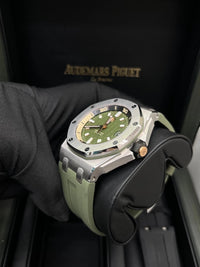 Thumbnail for Audemars Piguet Royal Oak Offshore Diver 42mm Stainless Steel Khaki Green Dial Fixed Bezel (Ref 15720ST.OO.A052CA.01) - WatchesOff5thWatch
