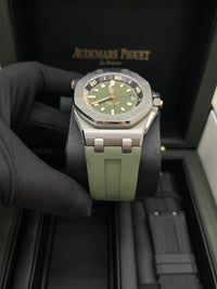 Thumbnail for Audemars Piguet Royal Oak Offshore Diver 42mm Stainless Steel Khaki Green Dial Fixed Bezel (Ref 15720ST.OO.A052CA.01) - WatchesOff5thWatch