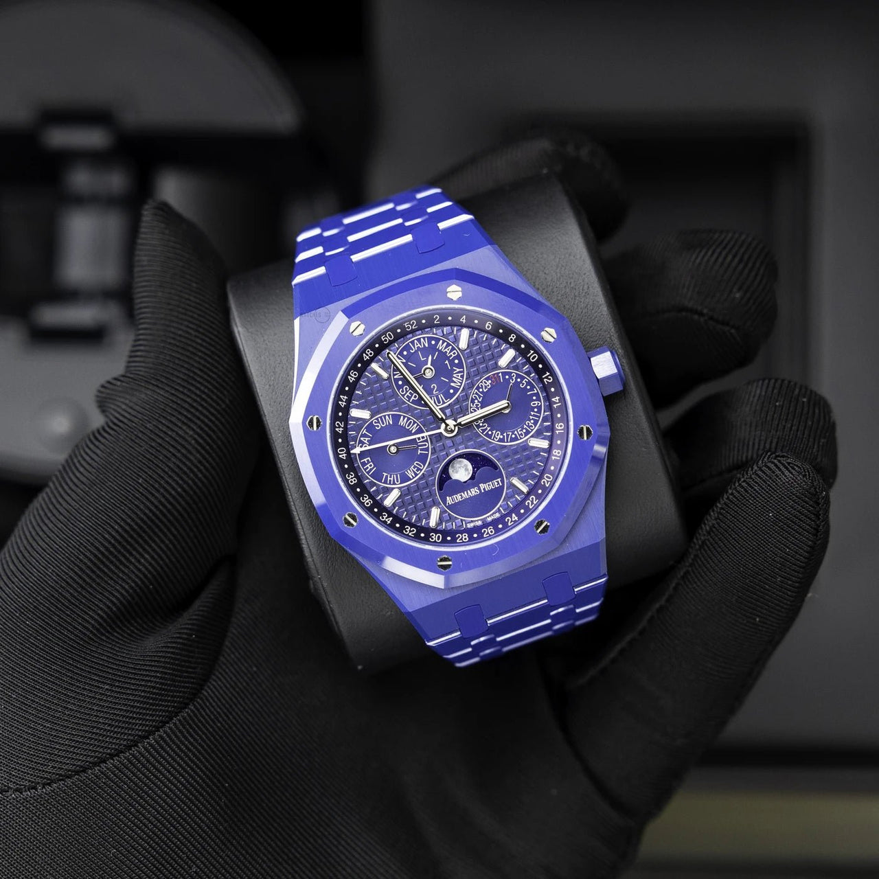 Audemars Piguet Royal Oak Perpetual Calendar Blue Ceramic Ref. 26579CS.OO.1225CS.01 - WatchesOff5thWatch
