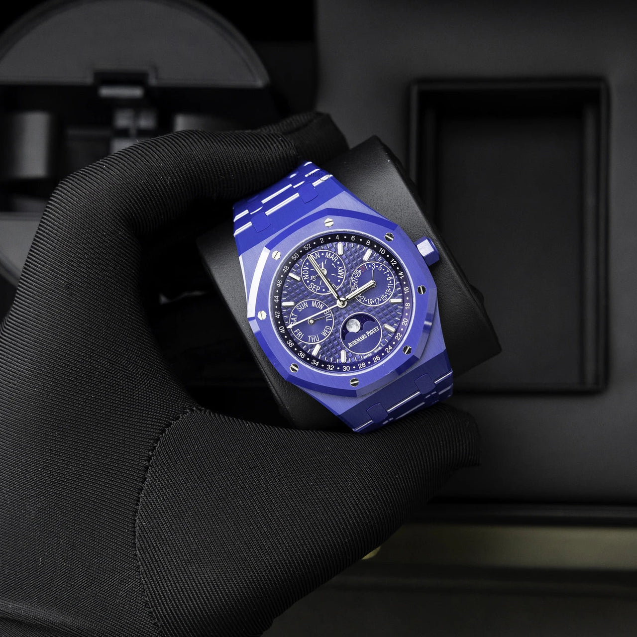 Audemars Piguet Royal Oak Perpetual Calendar Blue Ceramic Ref. 26579CS.OO.1225CS.01 - WatchesOff5thWatch