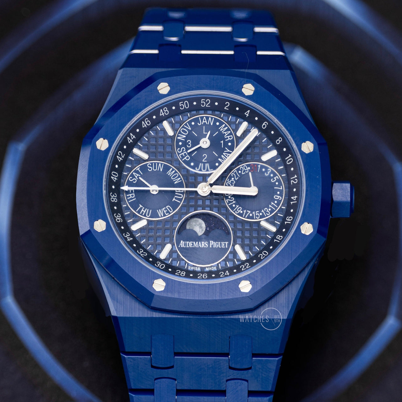 Audemars Piguet Royal Oak Perpetual Calendar Blue Ceramic Ref. 26579CS.OO.1225CS.01 - WatchesOff5thWatch