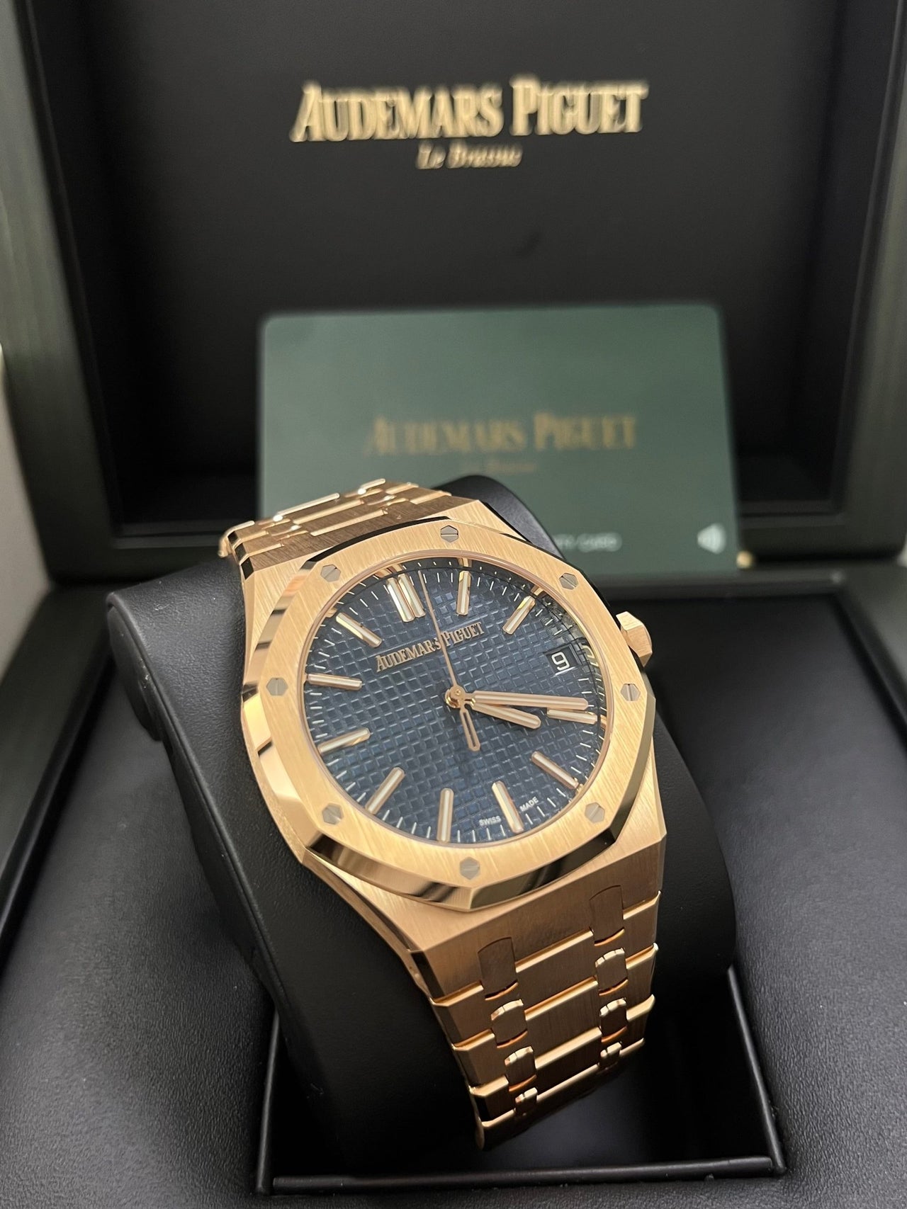 Audemars Piguet Royal Oak Selfwinding 2023 Release ROYAL OAK SELFWINDING Rose Gold Blue Dial 41mm 15510OR.OO.1320OR.03 - WatchesOff5thWatch