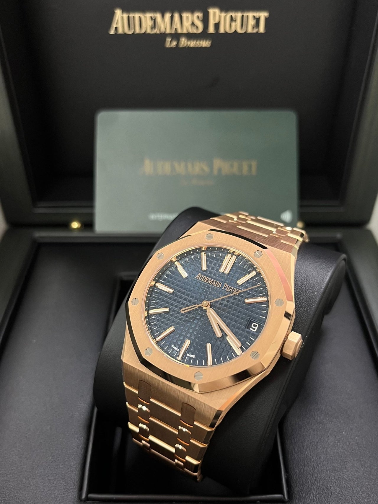 Audemars Piguet Royal Oak Selfwinding 2023 Release ROYAL OAK SELFWINDING Rose Gold Blue Dial 41mm 15510OR.OO.1320OR.03 - WatchesOff5thWatch