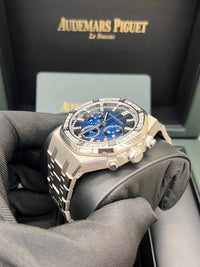Thumbnail for Audemars Piguet Royal Oak Selfwinding Chronograph 38mm 18K White Gold Diamond Bezel Smoked Blue Dial (Ref 26715BC.ZZ.1356BC.01) - WatchesOff5thWatch