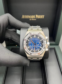 Thumbnail for Audemars Piguet Royal Oak Selfwinding Chronograph 38mm 18K White Gold Diamond Bezel Smoked Blue Dial (Ref 26715BC.ZZ.1356BC.01) - WatchesOff5thWatch