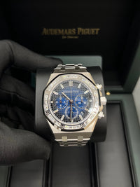 Thumbnail for Audemars Piguet Royal Oak Selfwinding Chronograph 38mm 18K White Gold Diamond Bezel Smoked Blue Dial (Ref 26715BC.ZZ.1356BC.01) - WatchesOff5thWatch