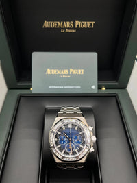Thumbnail for Audemars Piguet Royal Oak Selfwinding Chronograph 38mm 18K White Gold Diamond Bezel Smoked Blue Dial (Ref 26715BC.ZZ.1356BC.01) - WatchesOff5thWatch