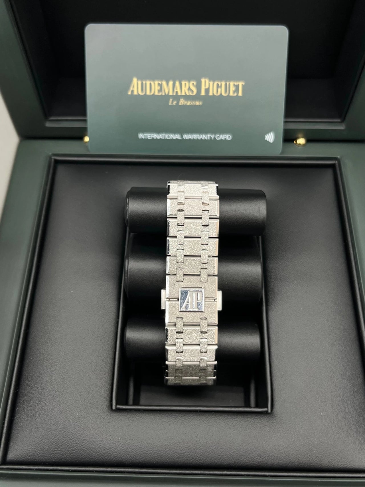 Audemars Piguet Royal Oak Selfwinding Chronograph 41mm Frosted 18K White Gold Black Dial Fixed Bezel (Ref 26331BC.GG.1224BC.03) - WatchesOff5thWatch