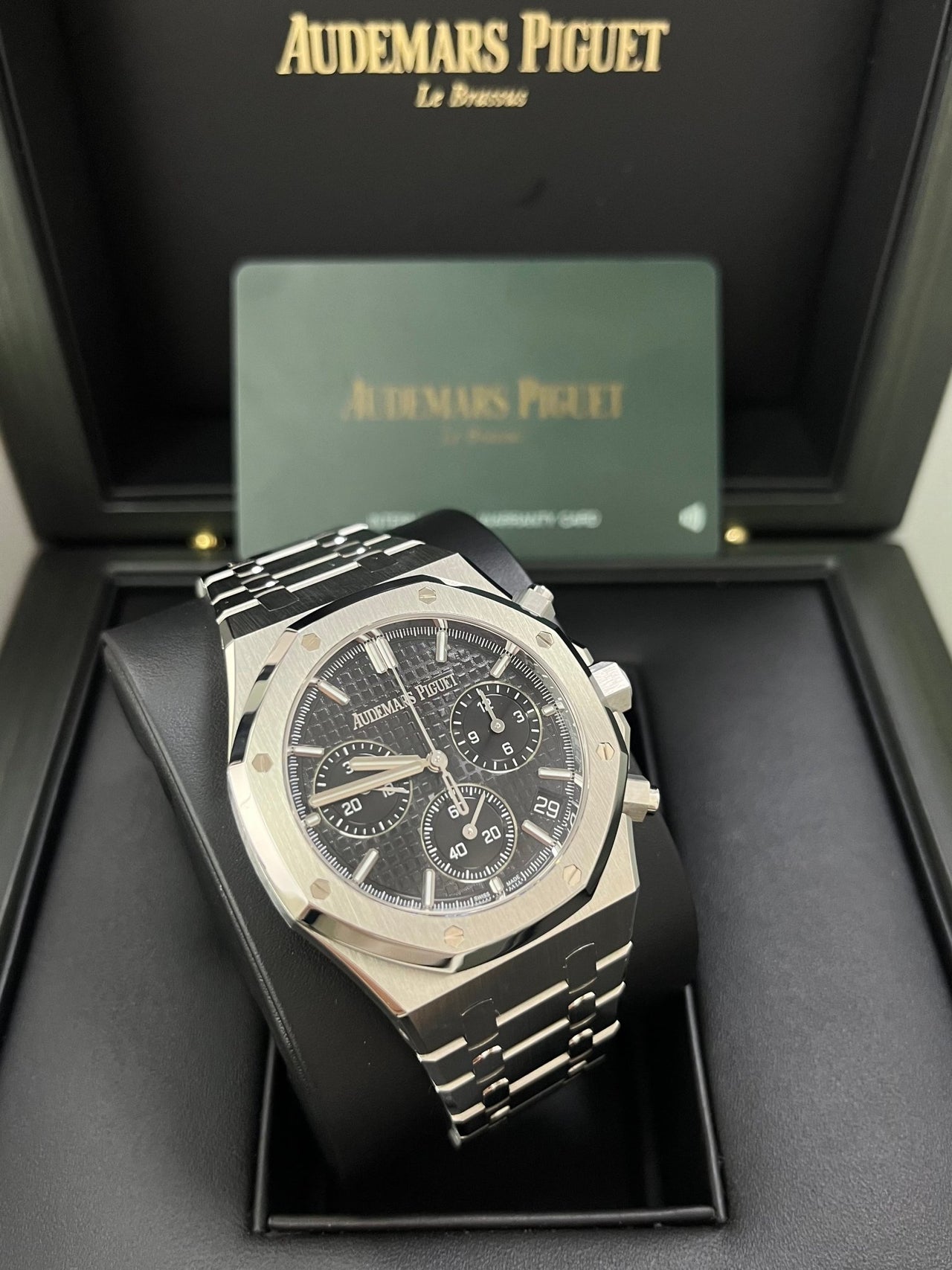 Audemars Piguet ROYAL OAK SELFWINDING CHRONOGRAPH “50TH ANNIVERSARY” STEEL BRACELET BLACK DIAL (Ref # 26240ST.OO.1320ST.02) - WatchesOff5thWatch