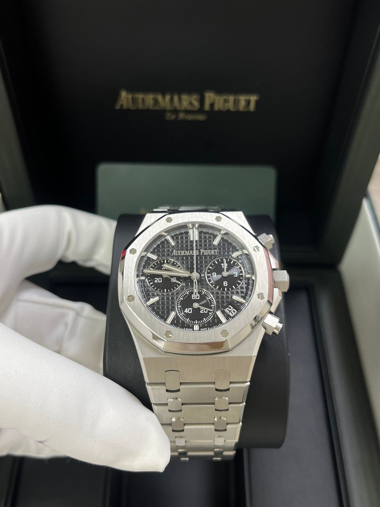 Audemars Piguet ROYAL OAK SELFWINDING CHRONOGRAPH “50TH ANNIVERSARY” STEEL BRACELET BLACK DIAL (Ref # 26240ST.OO.1320ST.02) - WatchesOff5thWatch