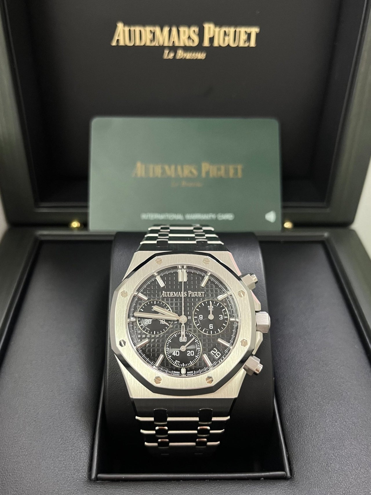 Audemars Piguet ROYAL OAK SELFWINDING CHRONOGRAPH “50TH ANNIVERSARY” STEEL BRACELET BLACK DIAL (Ref # 26240ST.OO.1320ST.02) - WatchesOff5thWatch