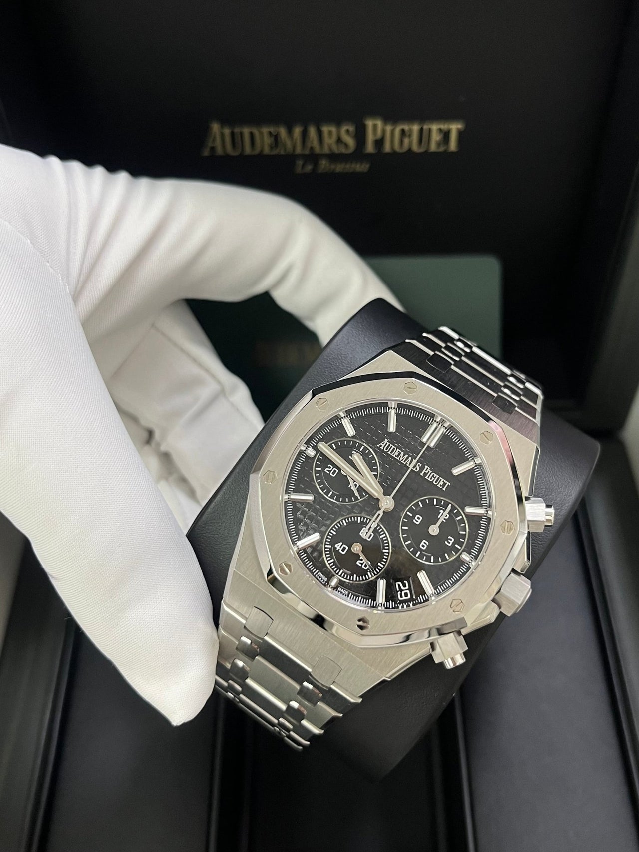 Audemars Piguet ROYAL OAK SELFWINDING CHRONOGRAPH “50TH ANNIVERSARY” STEEL BRACELET BLACK DIAL (Ref # 26240ST.OO.1320ST.02) - WatchesOff5thWatch