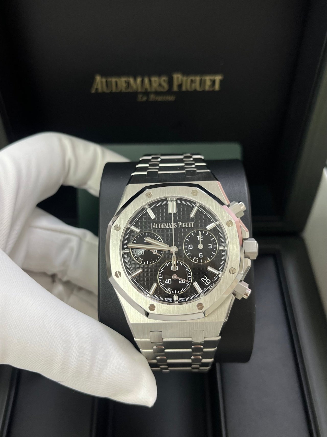 Audemars Piguet ROYAL OAK SELFWINDING CHRONOGRAPH “50TH ANNIVERSARY” STEEL BRACELET BLACK DIAL (Ref # 26240ST.OO.1320ST.02) - WatchesOff5thWatch