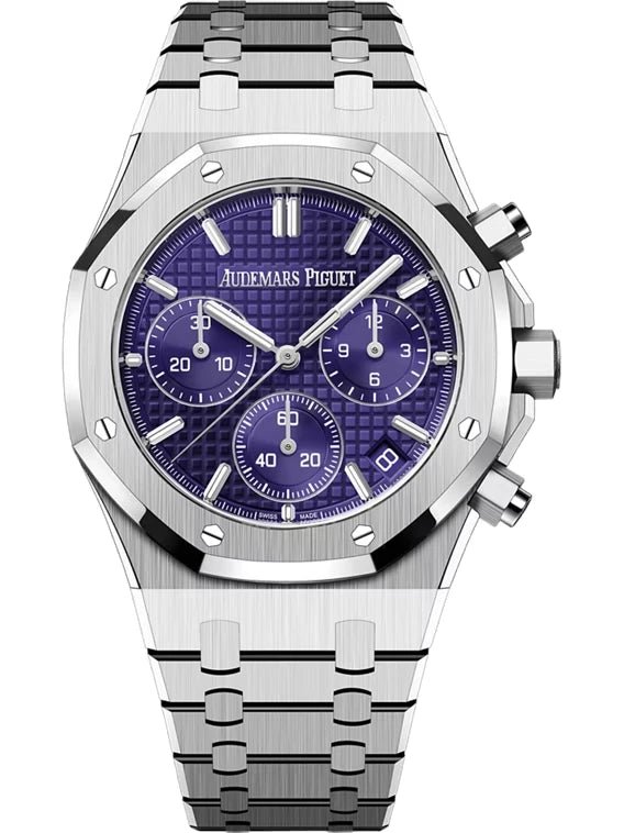 Audemars Piguet Royal Oak Chronograph Domaine de Murtoli 26240BC in white gold with purple Grande Tapisserie dial