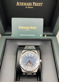 Thumbnail for Audemars Piguet Royal Oak Selfwinding Flying Tourbillon 41mm Titanium Smoked Blue Dial Fixed Bezel (Ref 26730TI.OO.1320TI.02) - WatchesOff5thWatch