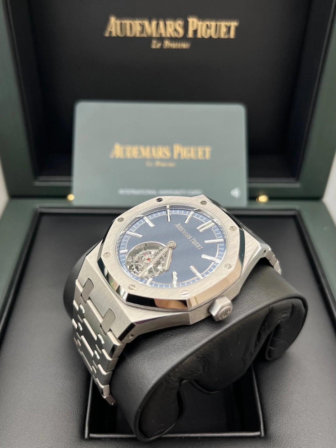 Audemars Piguet Royal Oak Selfwinding Flying Tourbillon 41mm Titanium Smoked Blue Dial Fixed Bezel (Ref 26730TI.OO.1320TI.02) - WatchesOff5thWatch