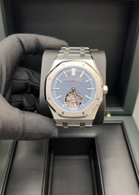 Thumbnail for Audemars Piguet Royal Oak Selfwinding Flying Tourbillon 41mm Titanium Smoked Blue Dial Fixed Bezel (Ref 26730TI.OO.1320TI.02) - WatchesOff5thWatch